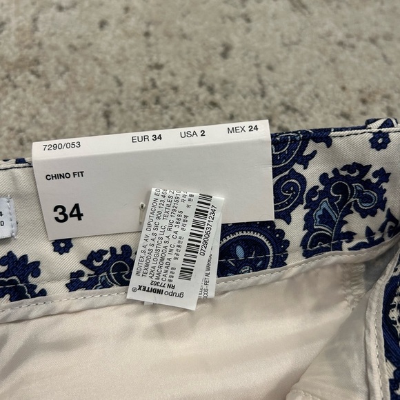Zara size 2 NWT wild paisley pattern chino pants- super fun - Picture 8 of 14
